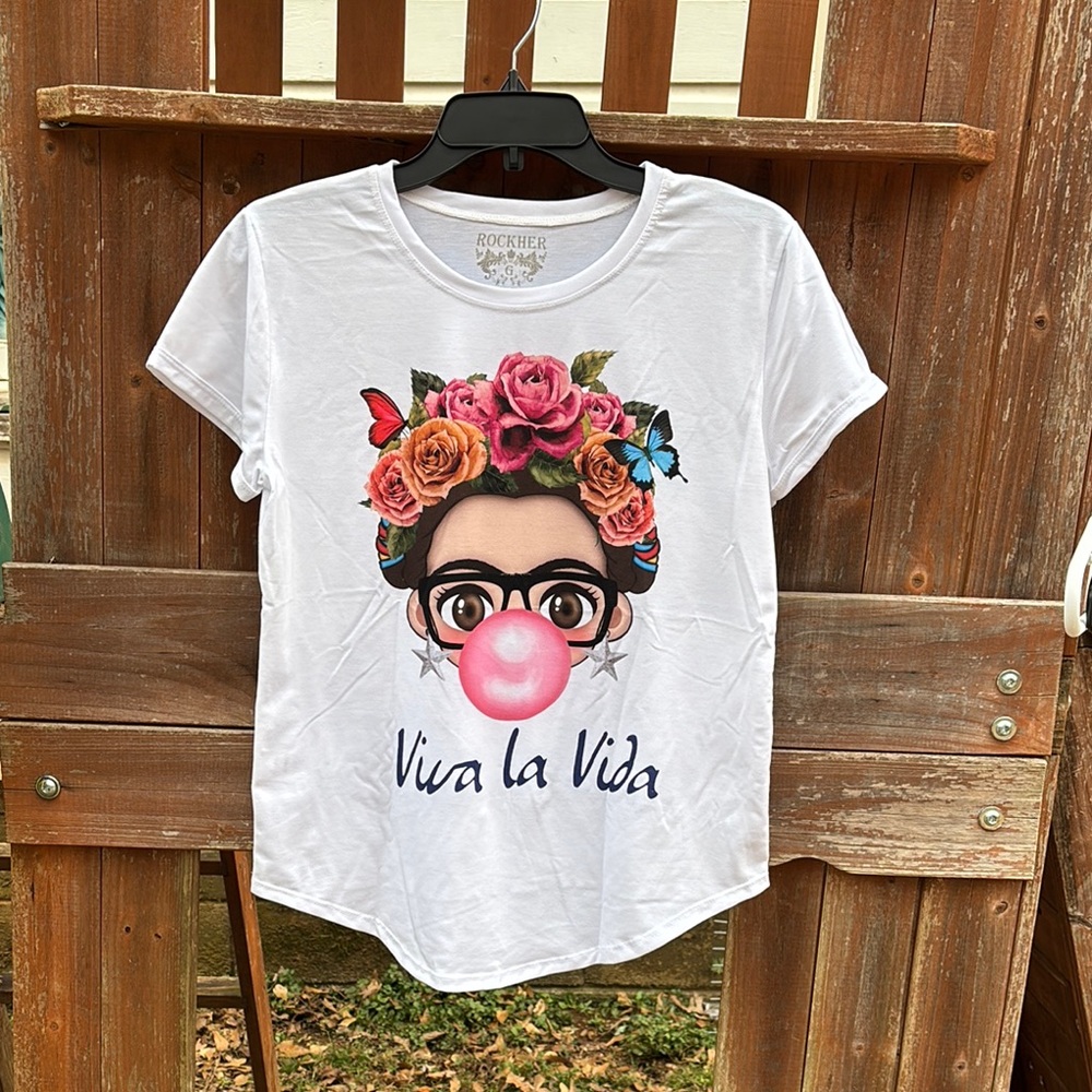 White Graphic Tee - Viva la Vida